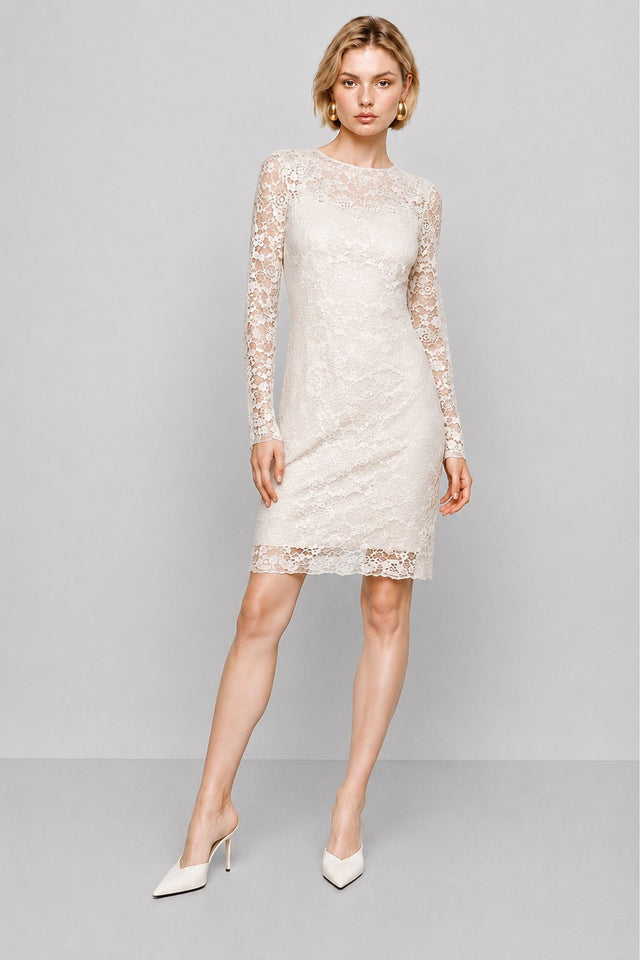 Abat Floral Lace Long-Sleeve Dress