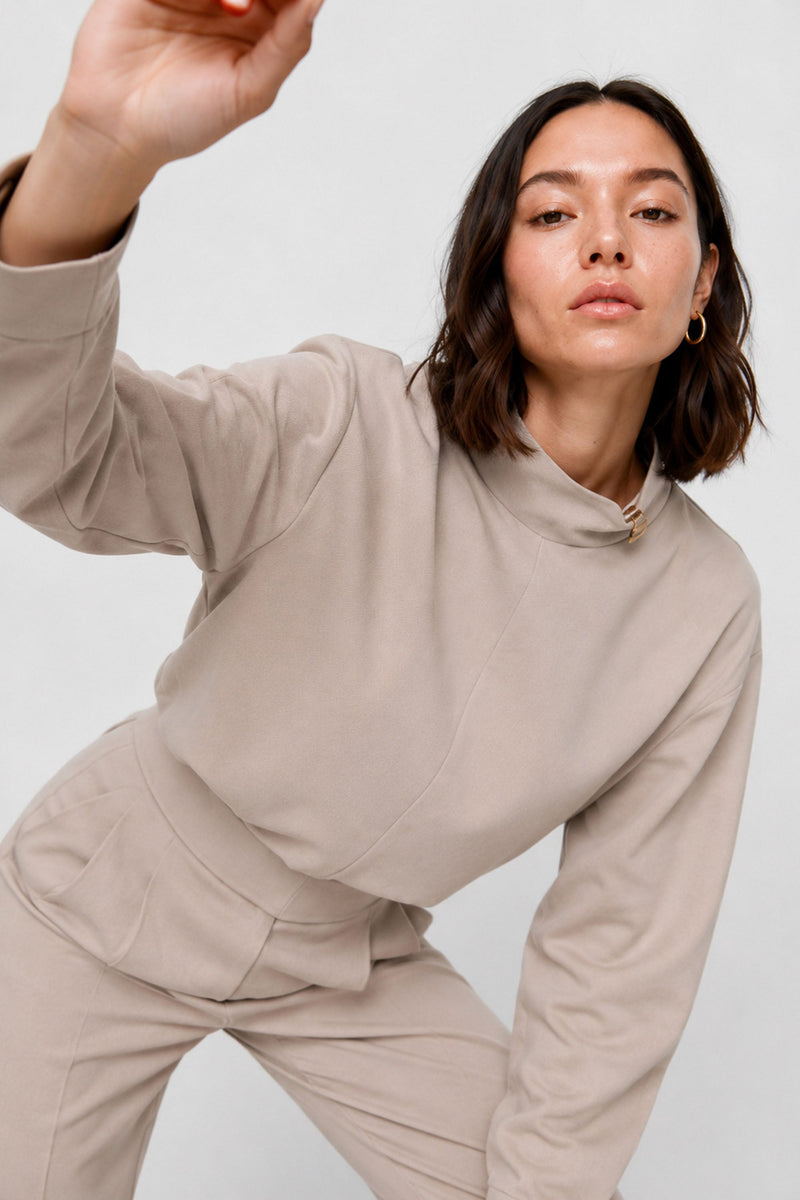 Pius Draped High-Neck Blouse