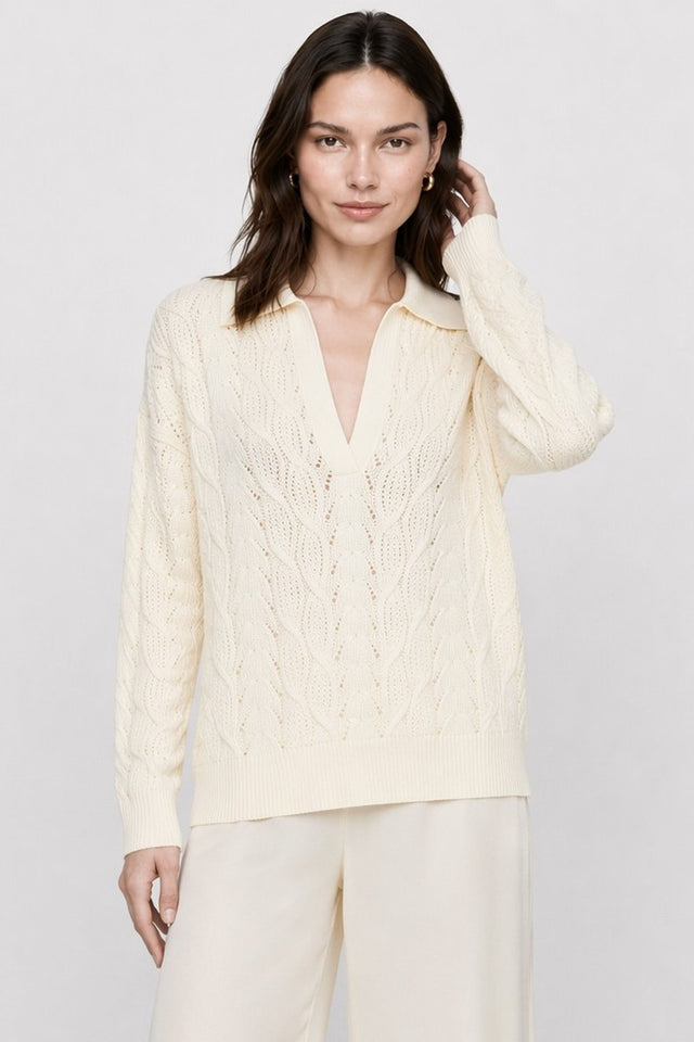 Tyea Cable Wool-Blend V-Neck Sweater