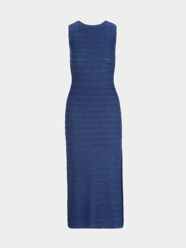 Frame Striped Open-Knit Maxi Dress — Blue