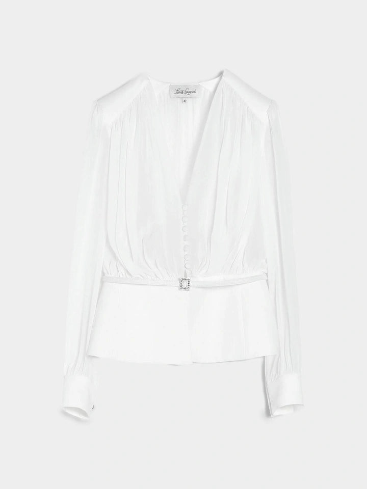 Frame Silk-Blend Blouse — Cream