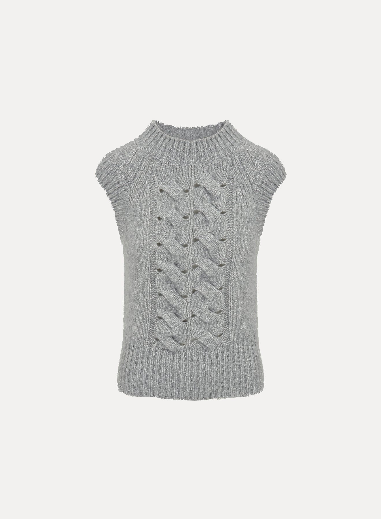 Poise Sculpted Cable Cashmere and Silk Vest — COOL.GREY
