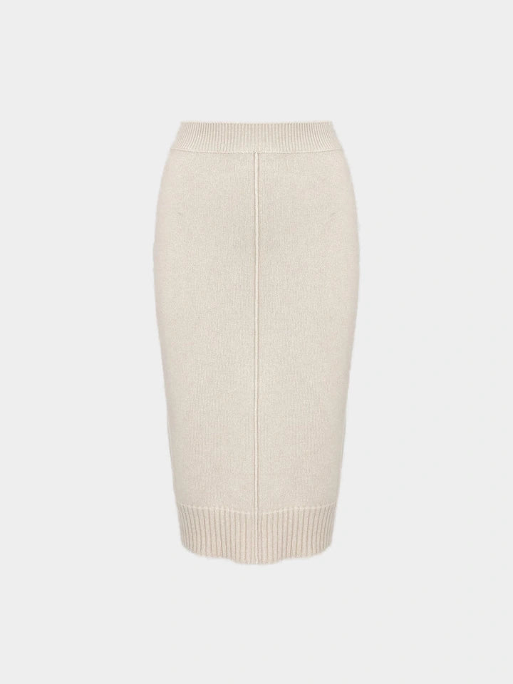 Poise Wool, Silk and Cashmere Knit Midi Skirt — BEIGE