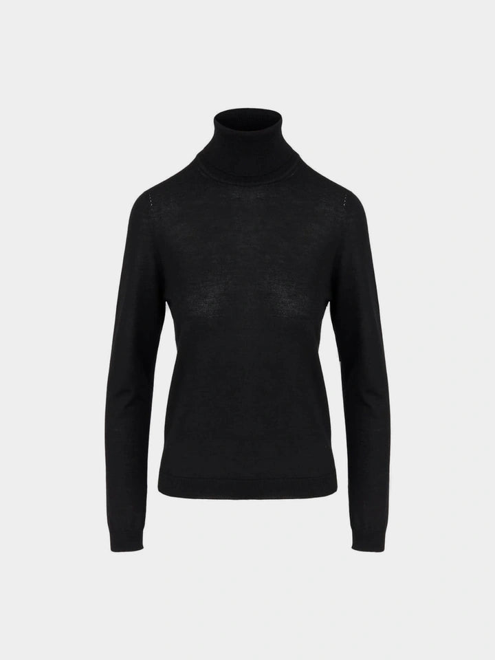 Column Ultralight Cashmere and Silk Turtleneck — BLACK