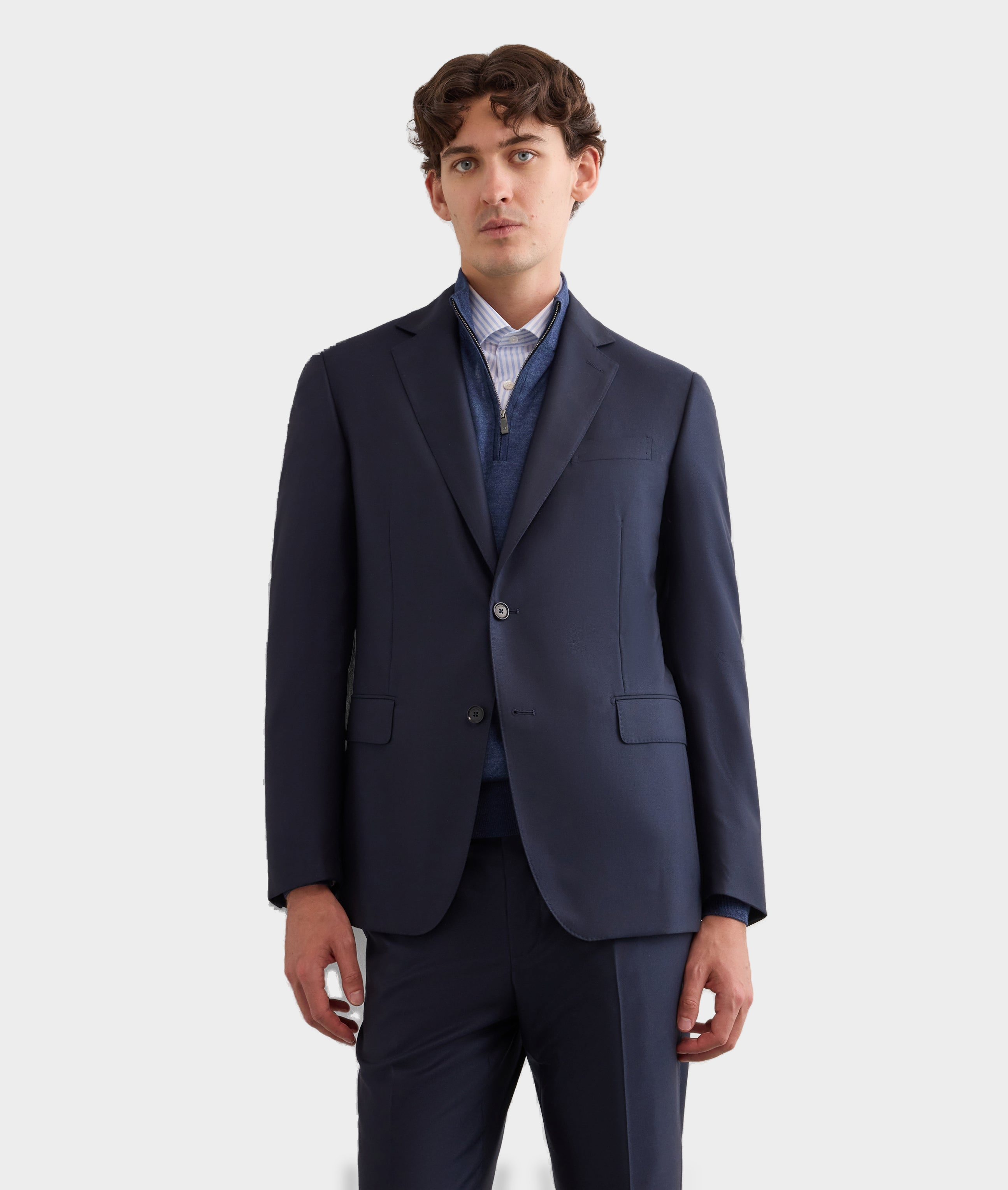 Form Striped Cotton Twill Milano Collar Shirt — LIGHT BLUE