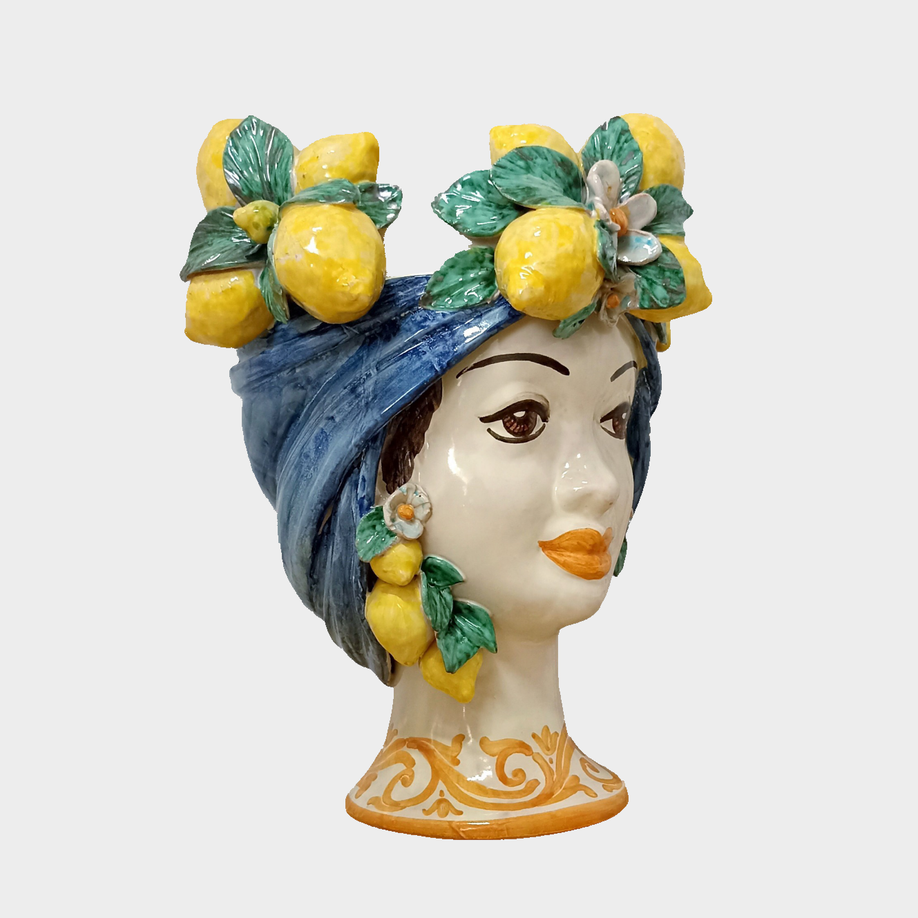 Vessel Maiolica Heads with Lemons — UOMO