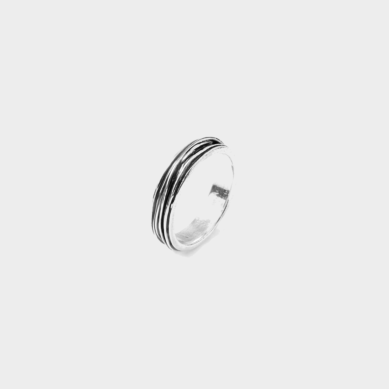 Tether Grooved Silver Band Ring — Silver
