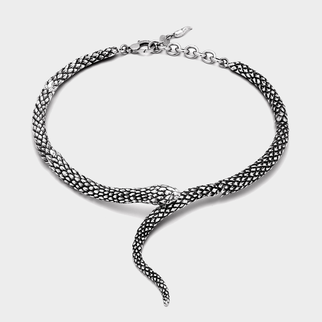 Trace Silver Snake Necklace — Silver