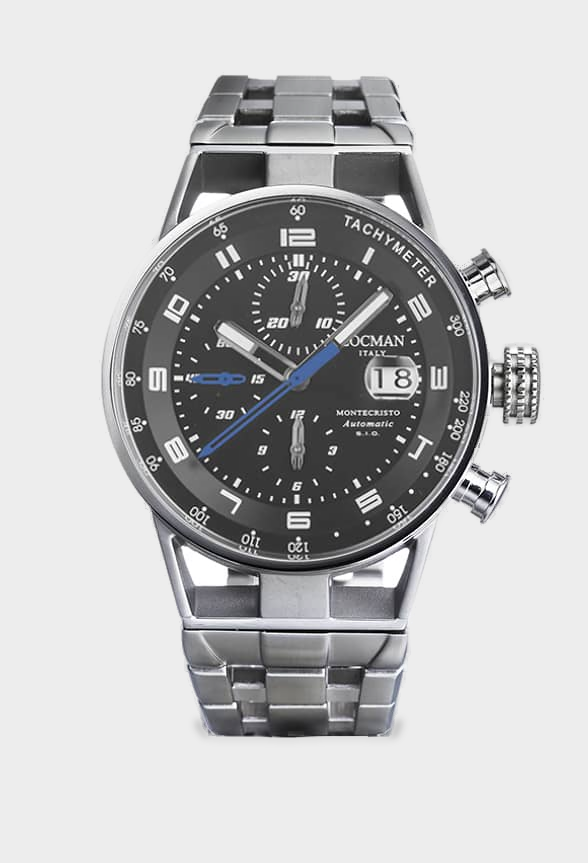 Field Automatic Chronograph, 44mm — Black - Bracelet - Steel - Blue