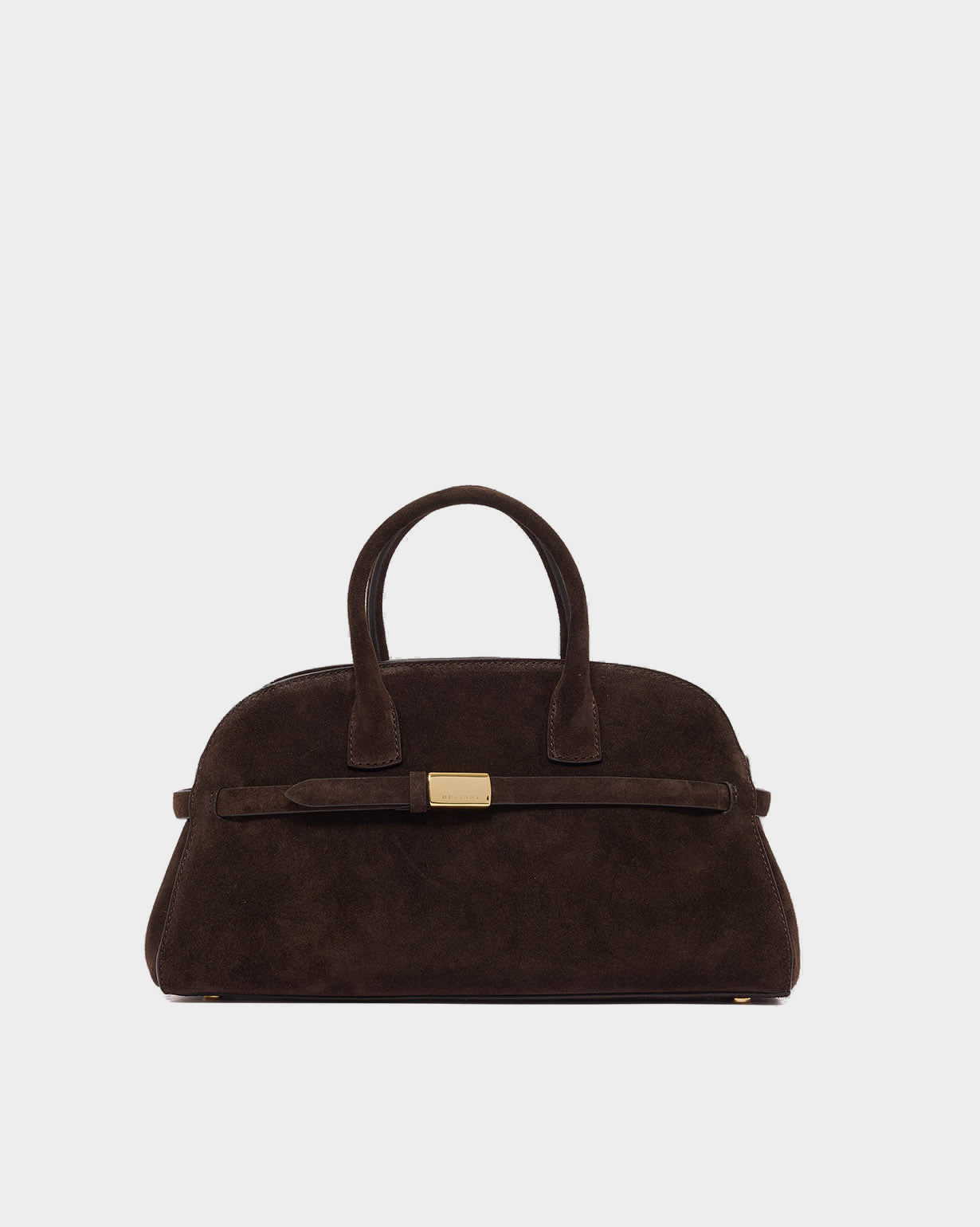 Ledger Midi Suede Handbag — Chocolate