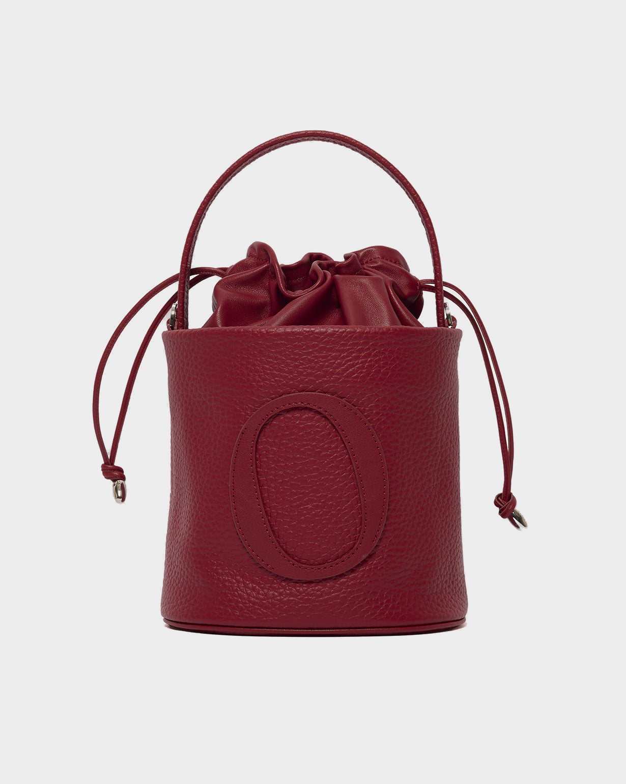 Contour Small Hammered Leather Bucket Bag — Marlboro Red