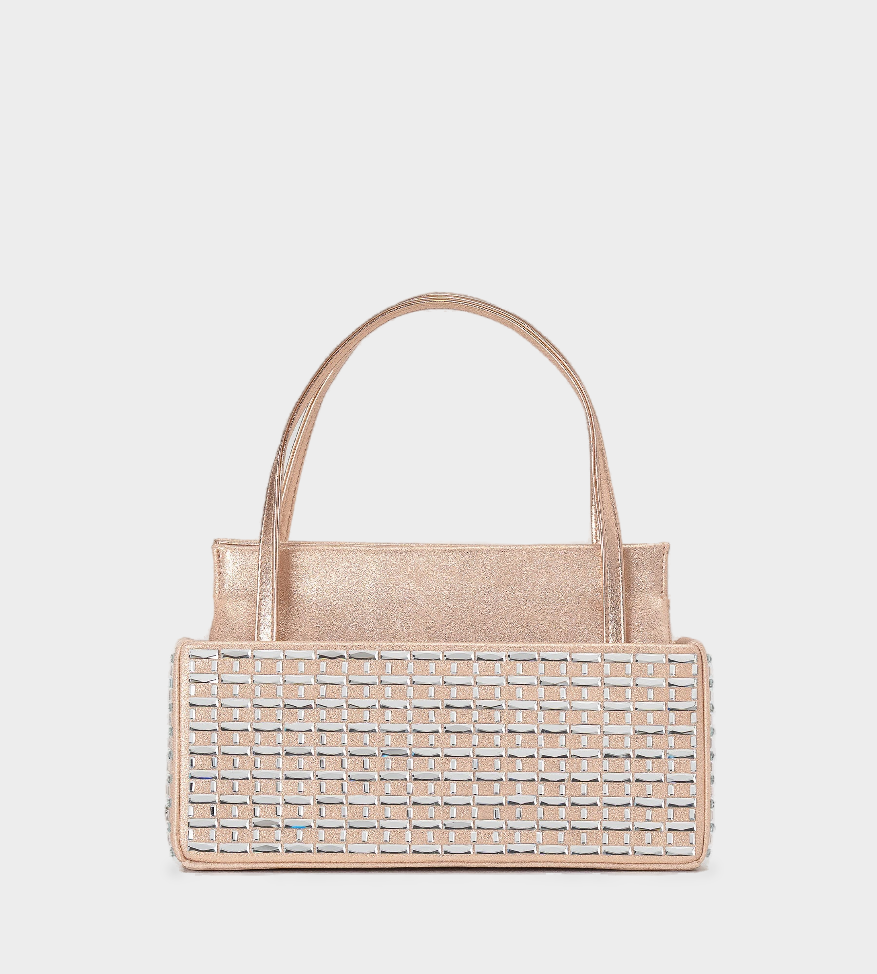 Saddle Crystal-Embellished Suede Mini Bag — Blush
