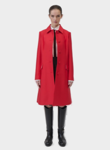 Column Single-Breasted Wool and Silk-Blend Coat — Red