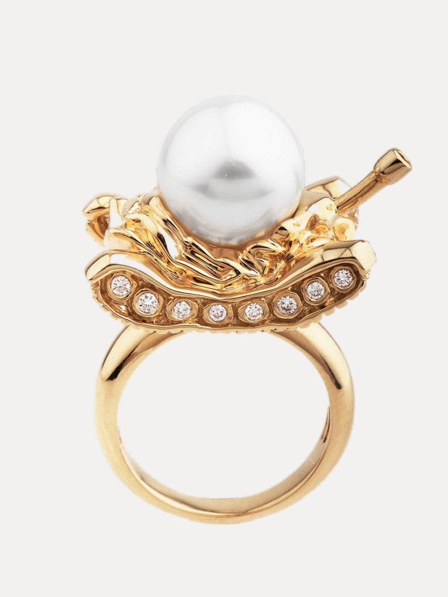 Completedworks 18ct gold, diamond and South Sea pearl ring